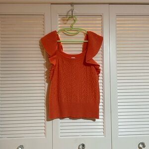 812. a new day New Preppy Cable Knit Ruffled Tank Top Sweater